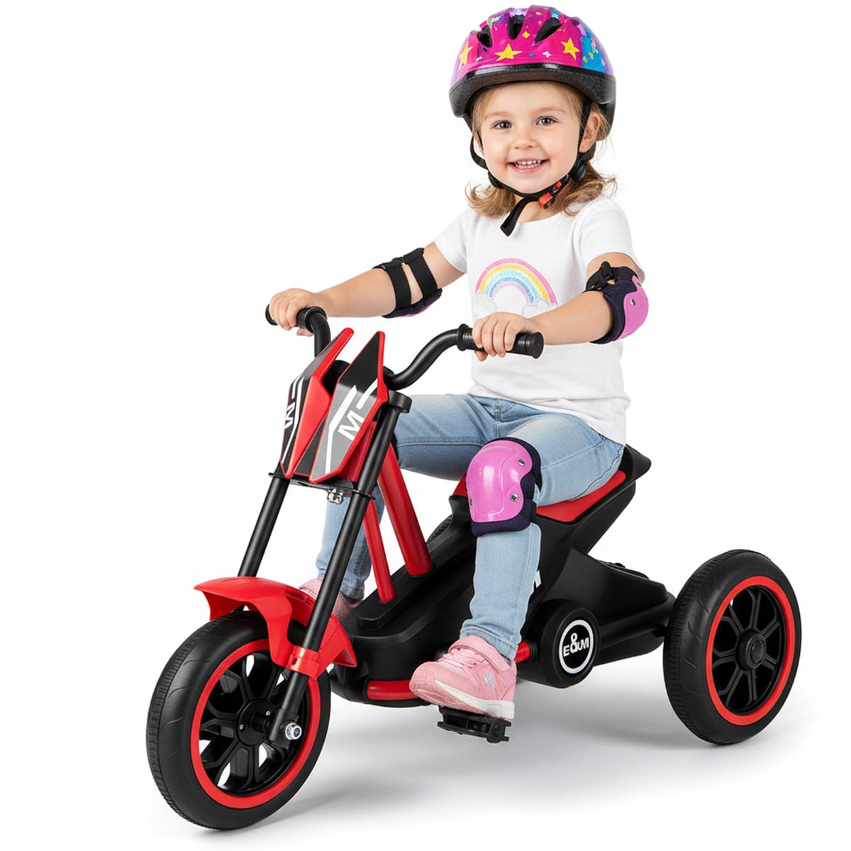 3-Wheel Toddler Bike with Foot Pedals and Steering Handlebars-Red