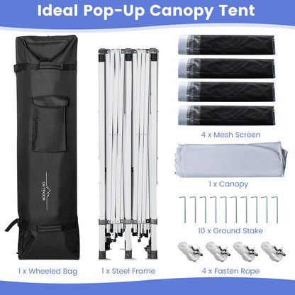 3 x 6 m Pop-Up Canopy UV Screen House Party Tent with Removable Sidewalls-White