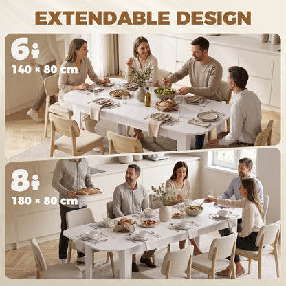 HOMCOM Extendable Oval Dining Table for 4-6, Modern Expandable Kitchen Table, Round Edges, White