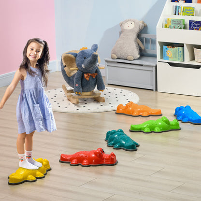 ZONEKIZ 6 Piece Kids Stepping Stones, Crocodile-Designed Sensory Toys, with Anti-Slip Edge Balance River Stones