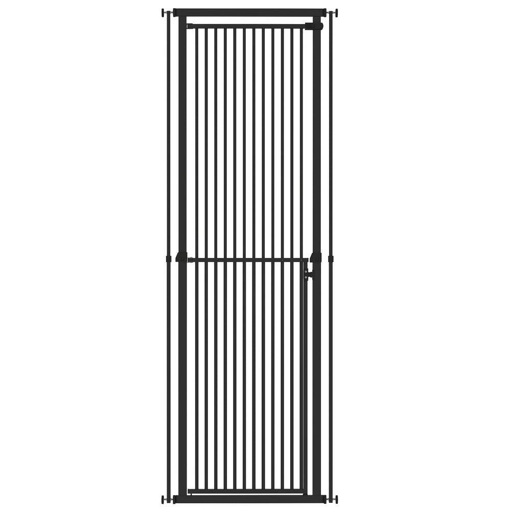 PawHut Extra Tall Pet Gate, Baby Gate w/ 112-200cm Adjustable Height, Two-Way Open, No-Drill, Fits 76-80cm & 81-85cm Door Black
