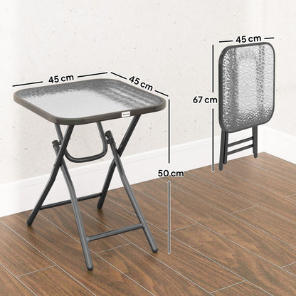 Outsunny Foldable Garden Table Square Folding Table for Patio Garden 45 x 45 x 50Hcm Black