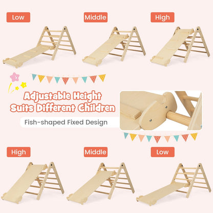 3-in-1 Triangular Climbing Toys Foldable Triangle Set for Toddlers-Natural
