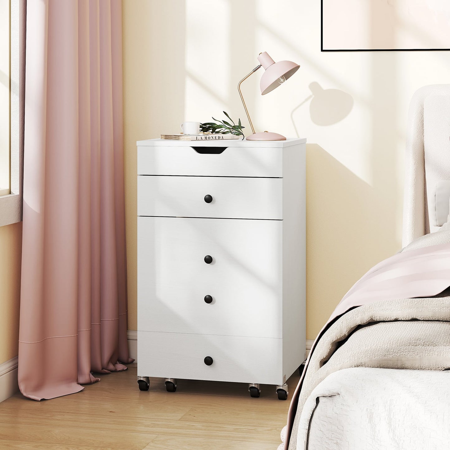 3-in-1 Small Vanity Desk Set with Flip-top Mirror and Lights-White