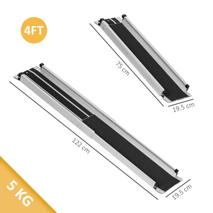 HOMCOM Set of Two 122cm Three-Level Aluminium Wheelchair Ramps