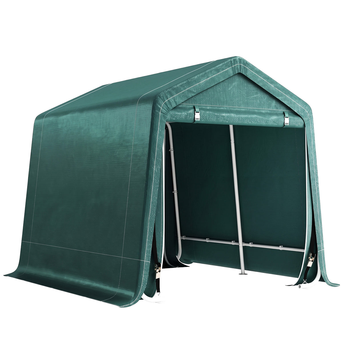 Outsunny 8 x 6.5 ft Outdoor Garden Storage Shed, Waterproof Portable Shed w/ Double Roll-up Zipper Door for Garden Tools, Green