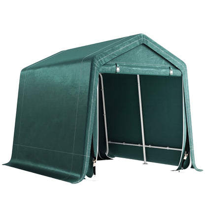 Outsunny 8 x 6.5 ft Outdoor Garden Storage Shed, Waterproof Portable Shed w/ Double Roll-up Zipper Door for Garden Tools, Green