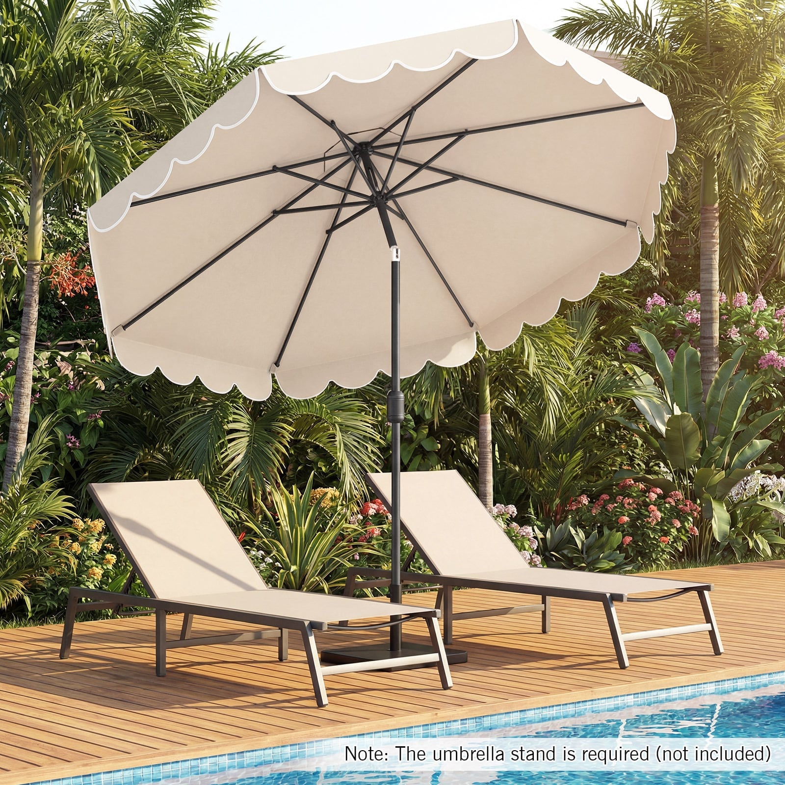 3m Patio Umbrella with Push Button Tilt and Crank-Beige