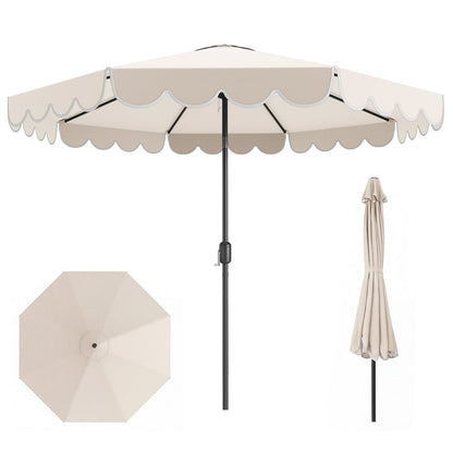 3m Patio Umbrella with Push Button Tilt and Crank-Beige