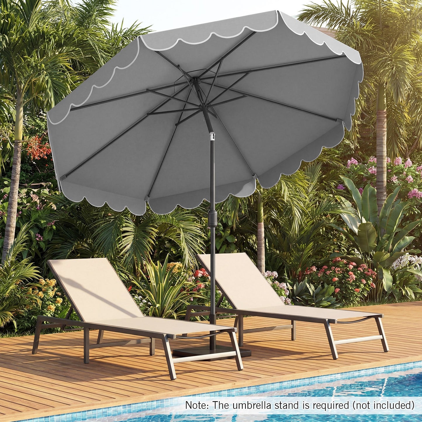 3m Patio Umbrella with Push Button Tilt and Crank-Grey