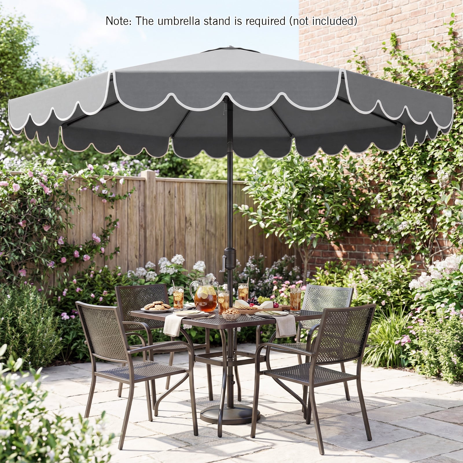 3m Patio Umbrella with Push Button Tilt and Crank-Grey