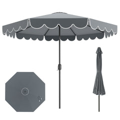 3m Patio Umbrella with Push Button Tilt and Crank-Grey