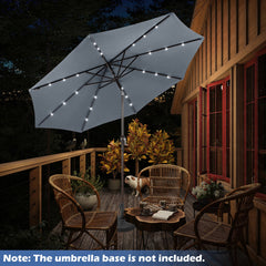 3m Solar Powered LED Lighted Patio Umbrella with Tilt and Crank-Grey