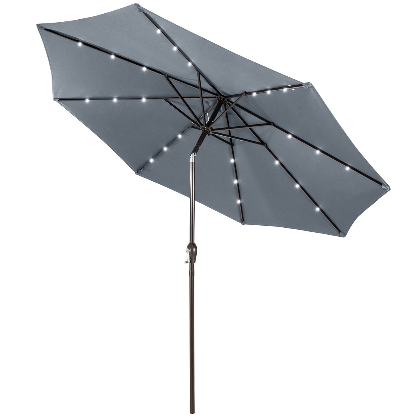 3m Solar Powered LED Lighted Patio Umbrella with Tilt and Crank-Grey
