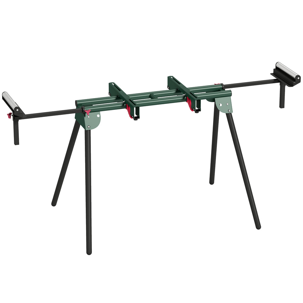 HOMCOM Universal Mitre Saw Stand with Adjustable Rollers and Support Arms, Portable Miter Saw Stand with Folding Legs