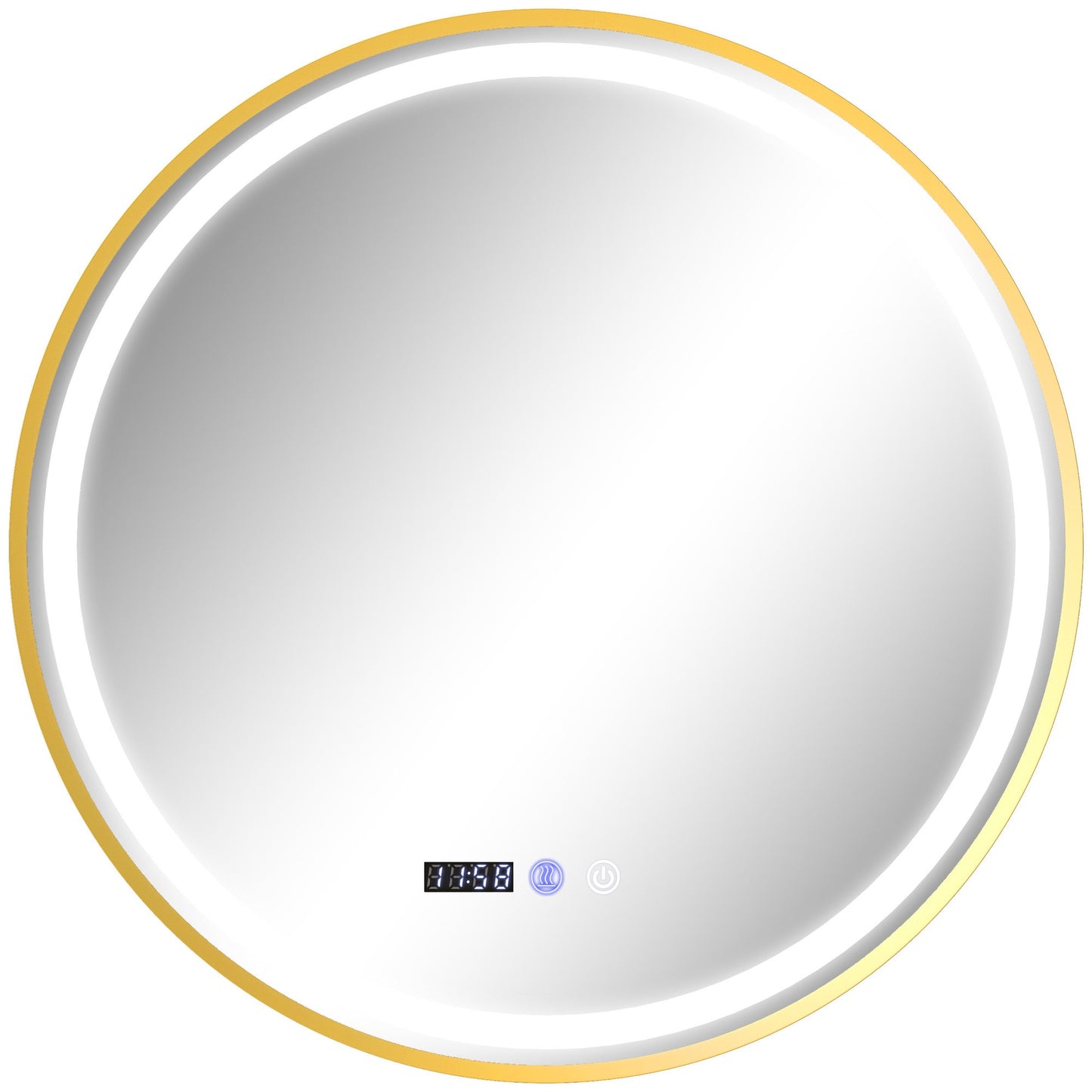 HOMCOM 60cm Anti-Fog LED Bathroom Mirror - Gold Tone