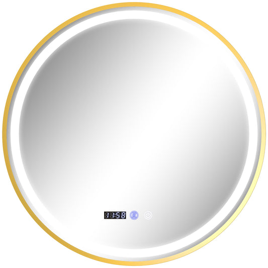 HOMCOM 60cm Anti-Fog LED Bathroom Mirror - Gold Tone