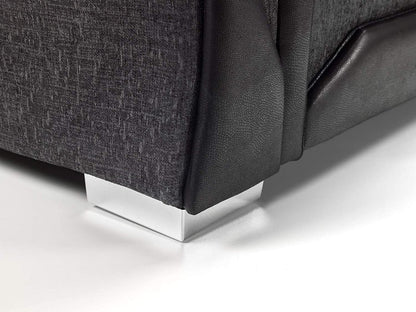 Ferol Fabric Footstool - Black/Grey