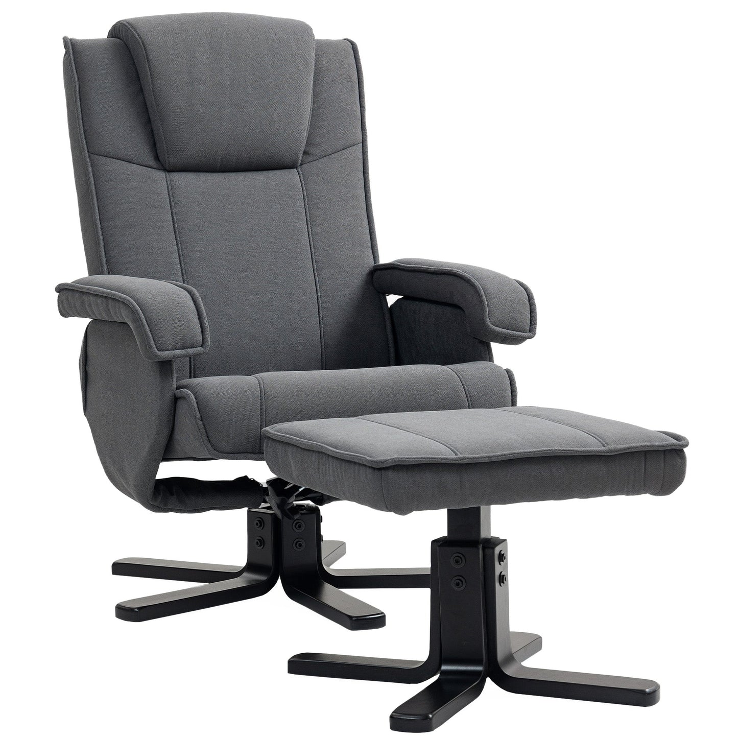 HOMCOM Rocker Swivel Recliner Chair with Footstool - Charcoal Grey Velvet