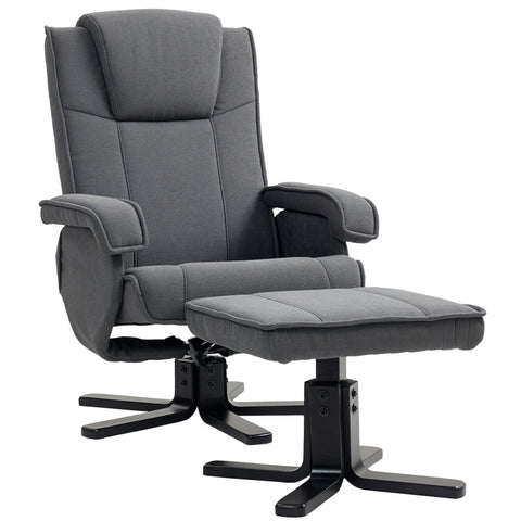 HOMCOM Rocker Swivel Recliner Chair with Footstool - Charcoal Grey Velvet