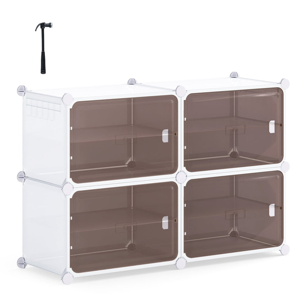 4/6/8/10 Tier Shoe Storage Cabinet with Removable Shelves-4-Tier