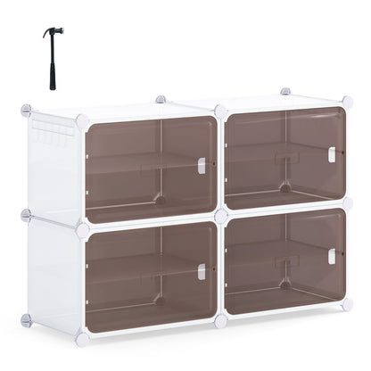 4/6/8/10 Tier Shoe Storage Cabinet with Removable Shelves-4-Tier