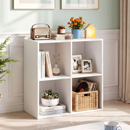 4-Cube Book Shelf Wooden Bookshelf Modern Bookcase Storage Organizer
