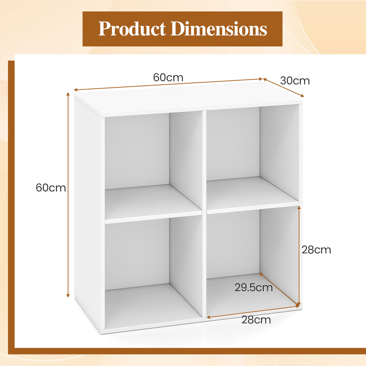 4-Cube Book Shelf Wooden Bookshelf Modern Bookcase Storage Organizer