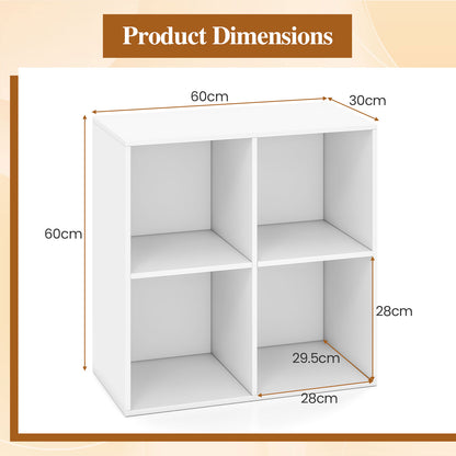 4-Cube Book Shelf Wooden Bookshelf Modern Bookcase Storage Organizer
