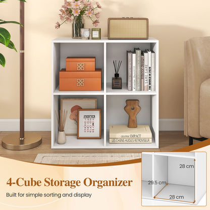 4-Cube Book Shelf Wooden Bookshelf Modern Bookcase Storage Organizer