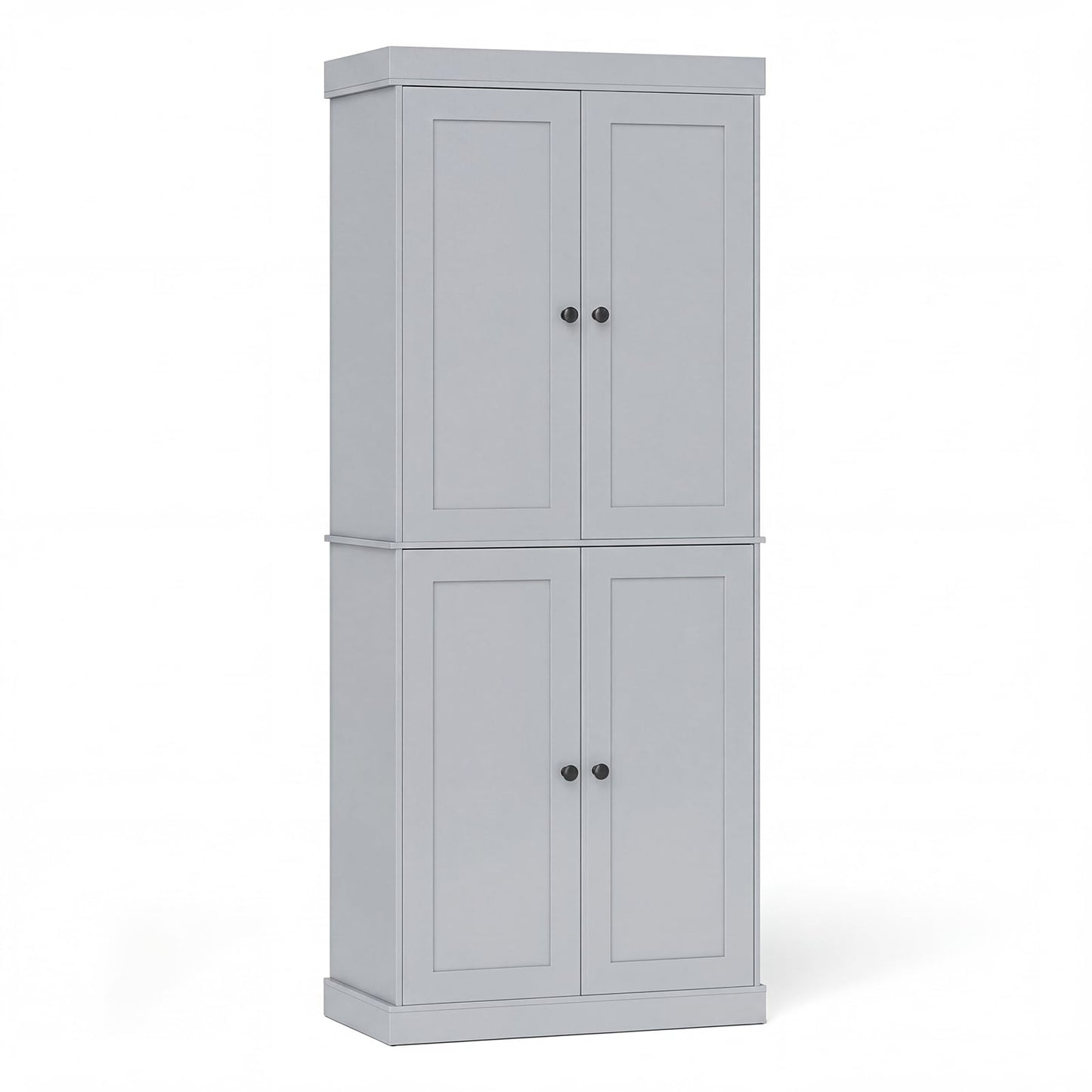 4-Door Modern Freestanding Storage Organizer with 2 Adjustable Shelves-Grey