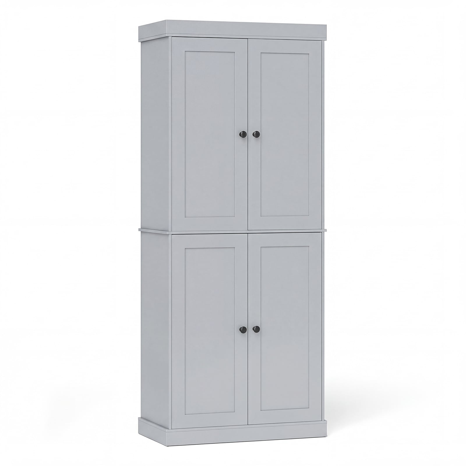 4-Door Modern Freestanding Storage Organizer with 2 Adjustable Shelves-Grey