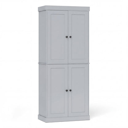 4-Door Modern Freestanding Storage Organizer with 2 Adjustable Shelves-Grey