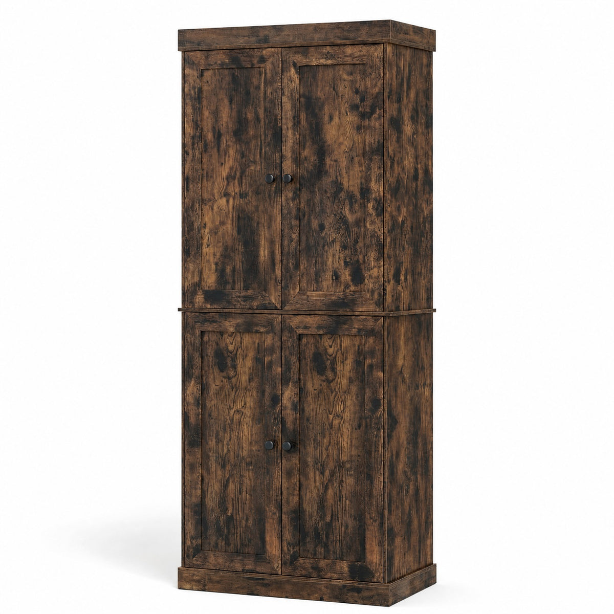 4-Door Modern Freestanding Storage Organizer with 2 Adjustable Shelves-Rustic Brown