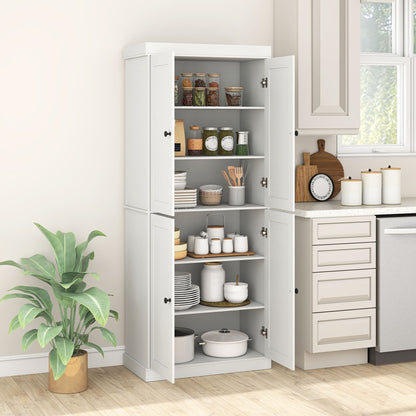 4-Door Modern Freestanding Storage Organizer with 2 Adjustable Shelves-White