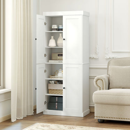4-Door Modern Freestanding Storage Organizer with 2 Adjustable Shelves-White
