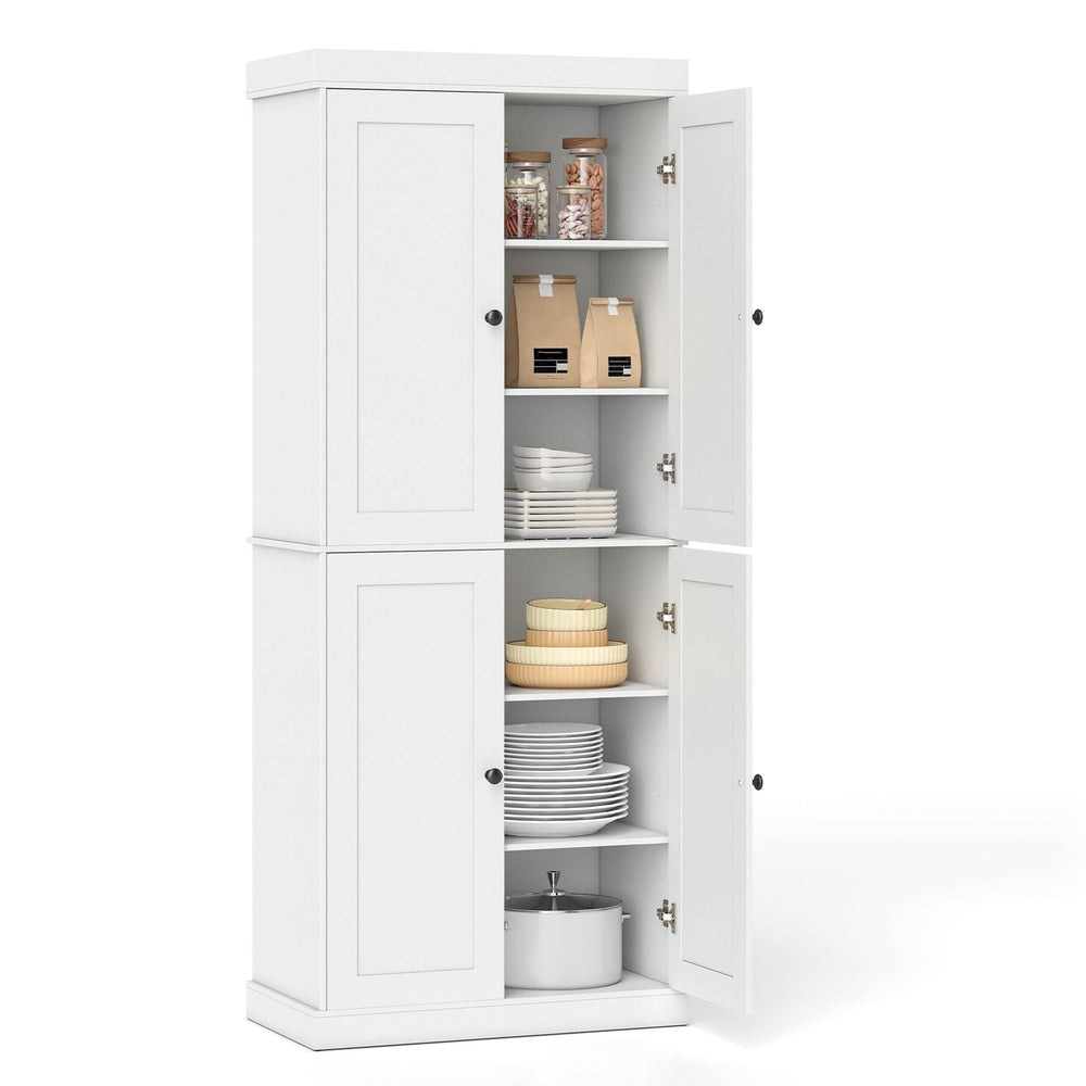 4-Door Modern Freestanding Storage Organizer with 2 Adjustable Shelves-White