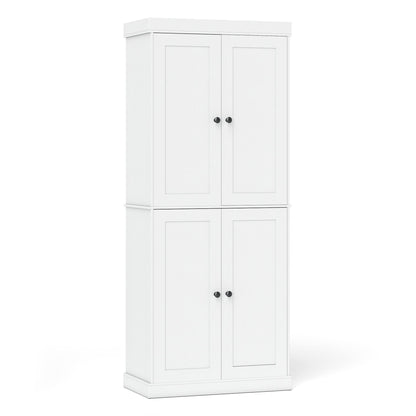 4-Door Modern Freestanding Storage Organizer with 2 Adjustable Shelves-White