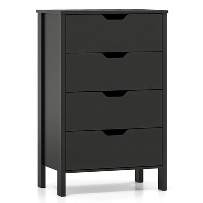4-Drawer Wooden Tall Utility Storage Dresser with Anti-Toppling Kits for Bedroom-Black