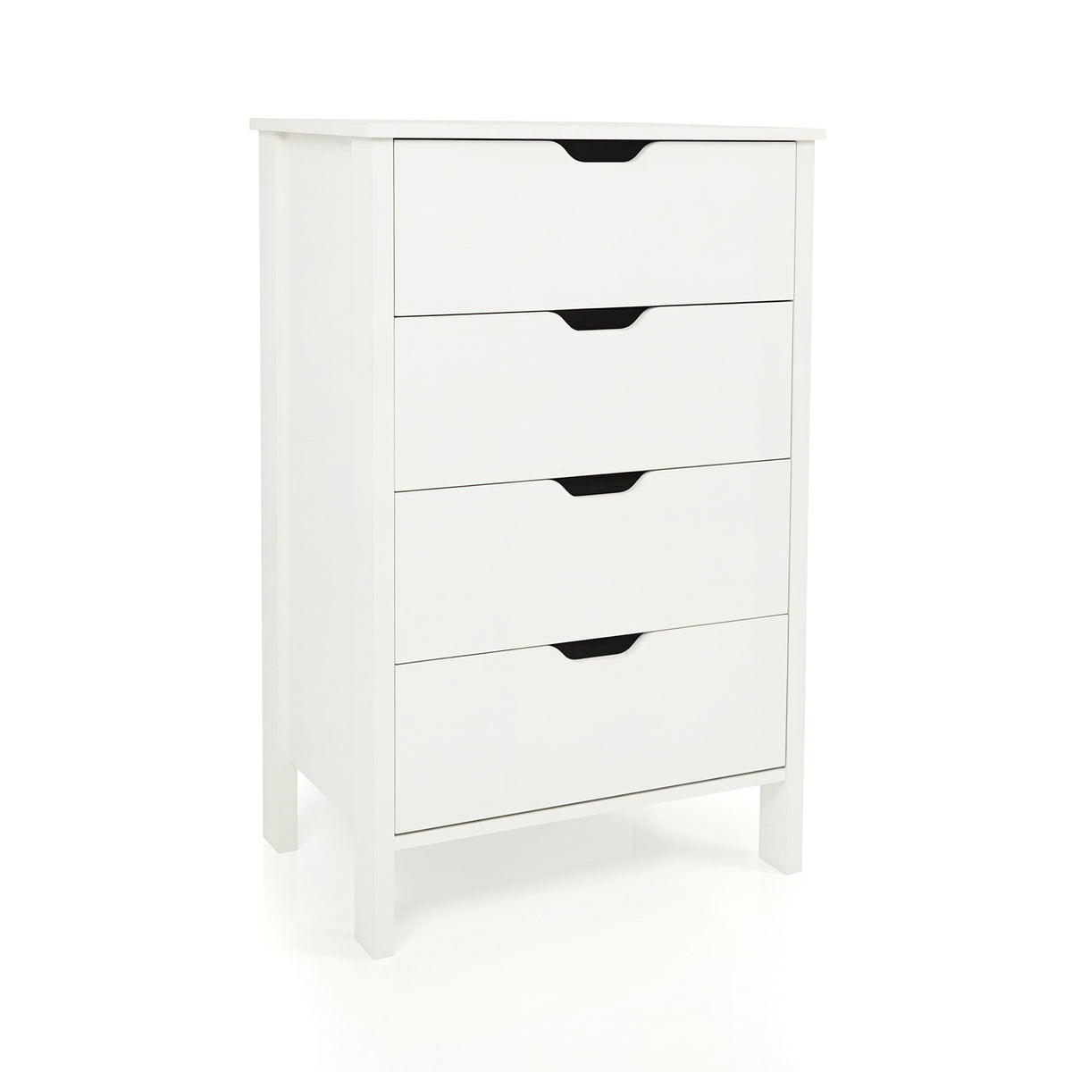 4-Drawer Wooden Tall Utility Storage Dresser with Anti-Toppling Kits for Bedroom-White