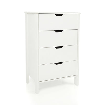 4-Drawer Wooden Tall Utility Storage Dresser with Anti-Toppling Kits for Bedroom-White