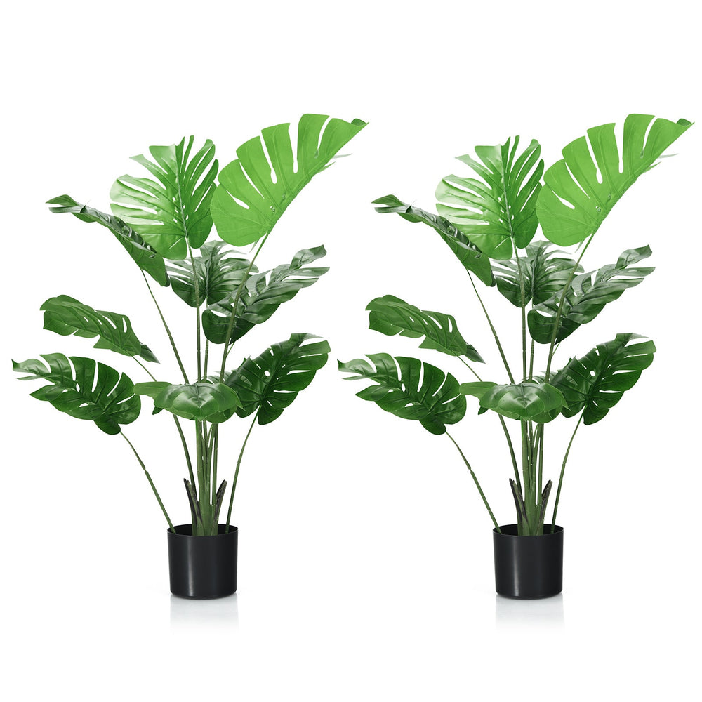 4 FT Artificial Monstera Plant with 10 Leaves in Pot for Indoor Outdoor Decor