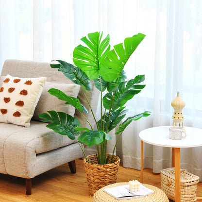 4 FT Artificial Monstera Plant with 10 Leaves in Pot for Indoor Outdoor Decor