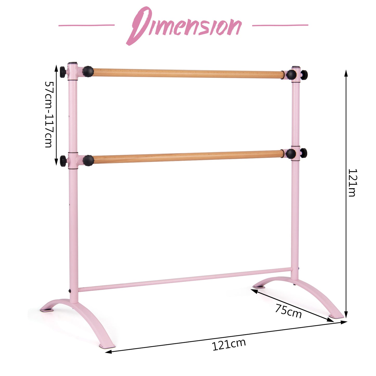 4 Feet Freestanding Ballet Barre with Height Adjustable-Pink