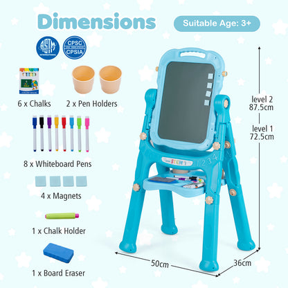 4-In-1 Double Side Easel for Toddler with Magnetic Chalkboard-Green