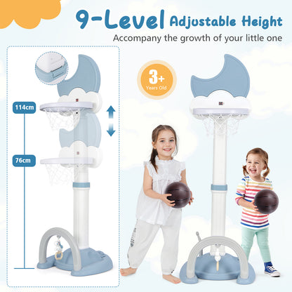 4-In-1 Kids Basketball Hoop with Adjustable Height for Kids-Blue