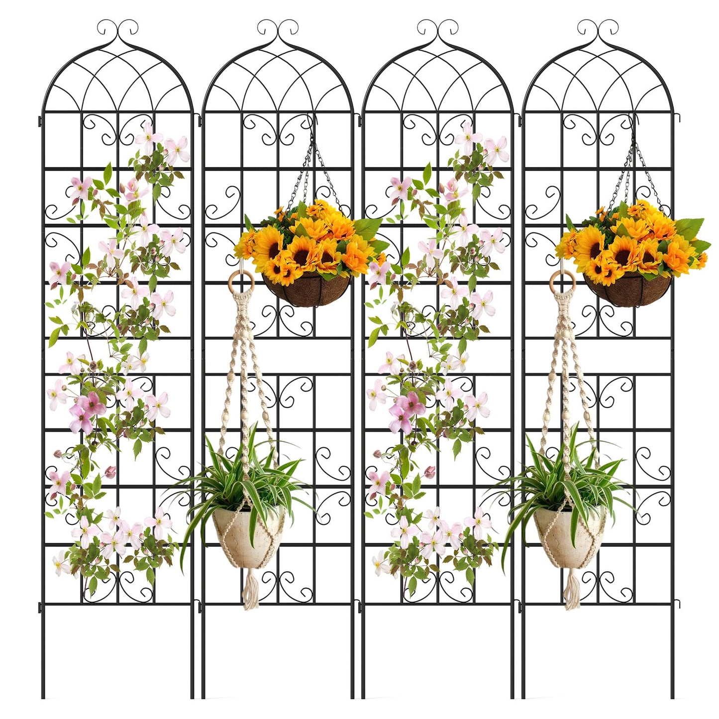 4 Pack 50 x 218 cm Metal Garden Trellis for Outdoor Climbing Plants