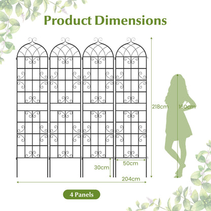 4 Pack 50 x 218 cm Metal Garden Trellis for Outdoor Climbing Plants