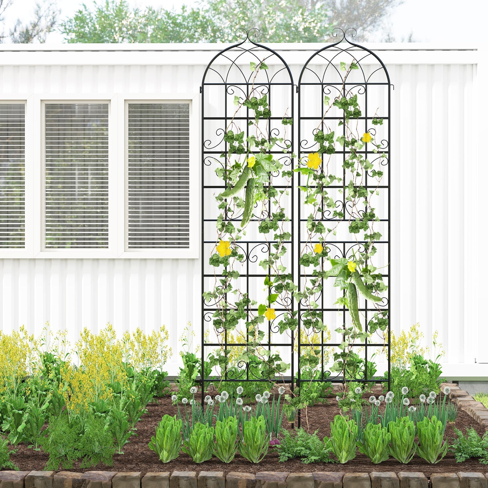 4 Pack 50 x 218 cm Metal Garden Trellis for Outdoor Climbing Plants