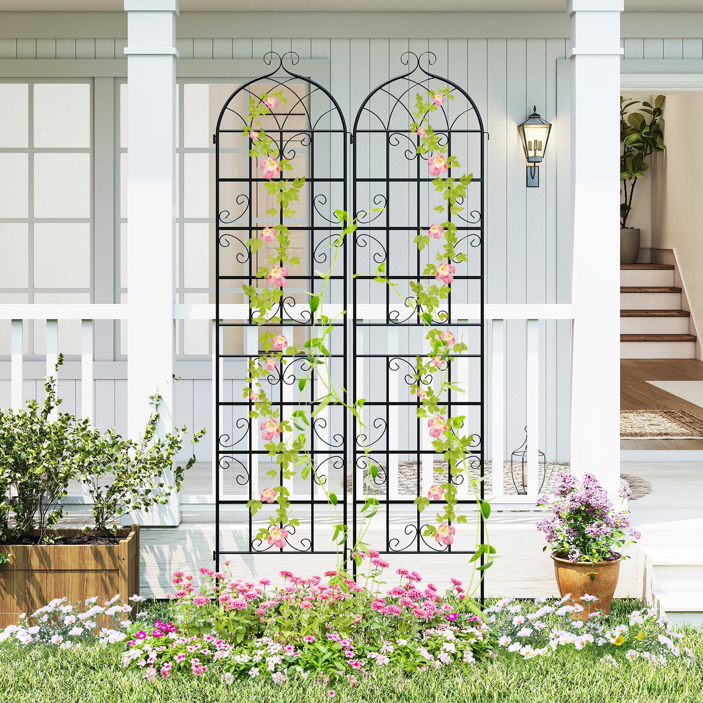 4 Pack 50 x 218 cm Metal Garden Trellis for Outdoor Climbing Plants